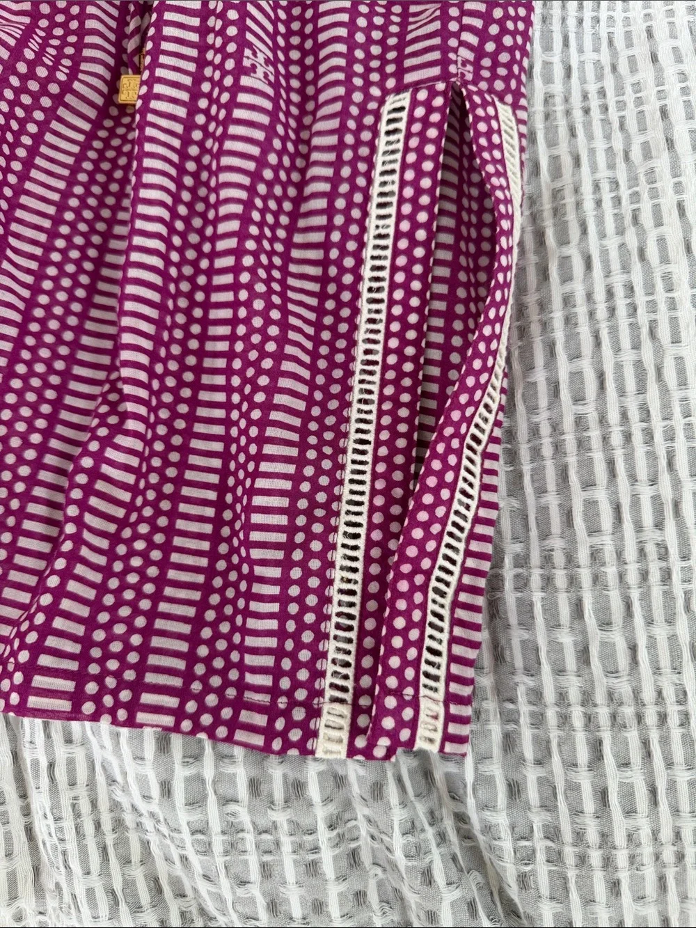 Tory Burch Magenta Geometric Drawstring Cover Up